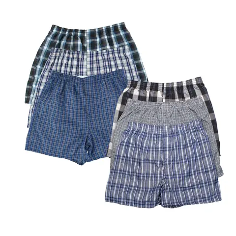 Men's 6-Pack Woven Boxer Shorts - Random Mixed Colors, Relaxed-Fit, Polyester Fabric, Soft Breathable Fitted Underwear with Elastic Waist, High-Quality Menswear