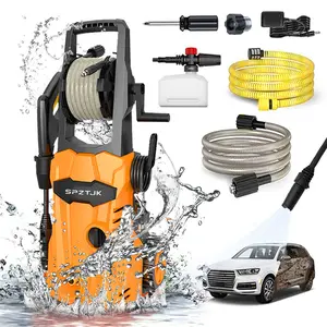High Pressure Portable Power Washer - Electric Washer with Upgraded Soap Tank, Automatic Rotating Gun Head, High Pressure Cleaning Machine, 32.8in High Pressure Hose, for Washing Floors/cars/driveways/fences, High Pressure Washing Machine