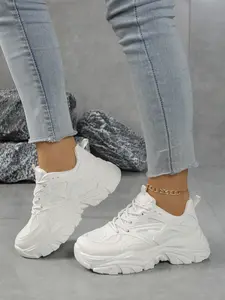 Spring & Fall New Dad Shoes Women, Casual Trainers, All-Season Thick Sole Anti-Slip, Fashionable Design Comfortable Soft Bottom, Long Walks Not Tiring Feet