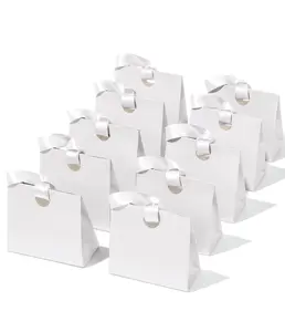 Vitalizart 10 Pack Small Paper Gift Bags with Ribbon Handles, 7.87"x3.54"x7.09", Party Favor Bags, Goodie Bags Bulk for Birthday, Baby Shower, Graduation, Mother's Day, mini gifts for coworkers tiktokshopspringglowup