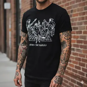 Grim Reapers Band T-Shirt, Skeleton Graphic Tee, Unisex