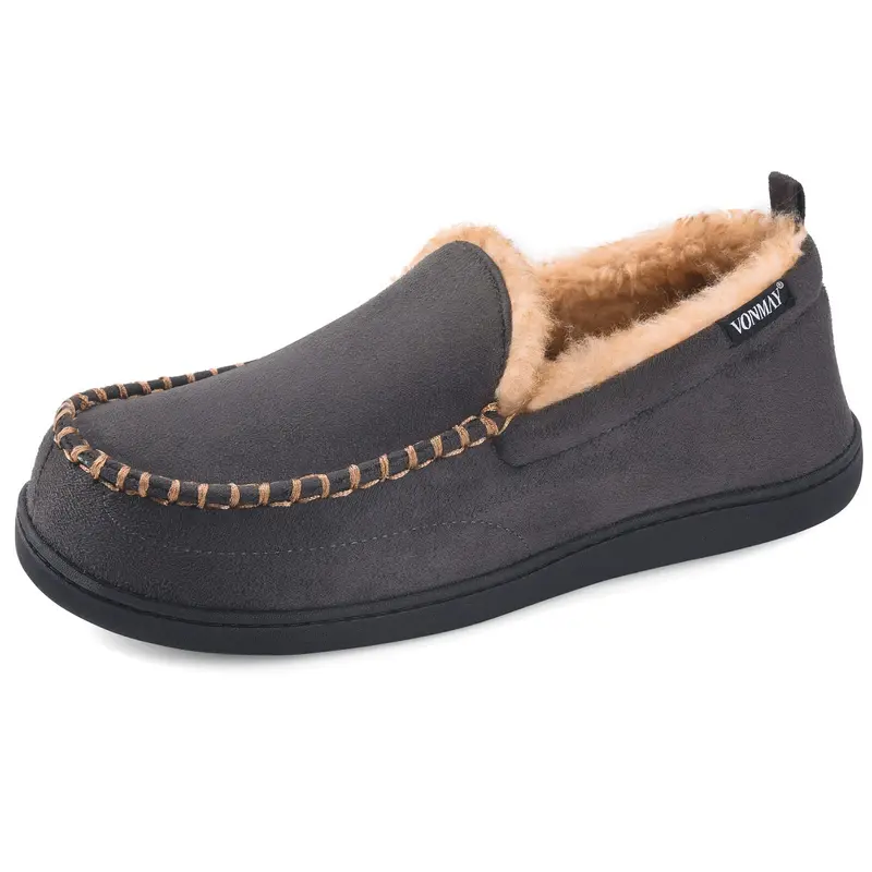 Men's Moccasin Slippers - Warm Memory Foam House Shoes, Comfy Walking Slide for Men & Boy, Cozy Comfort Home Flipflop Slippers for Casual Wear