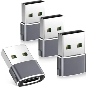 Basesailor USB C Female to USB Male Adapter for iPhone 17 16 Pro Max 4Pack,USB to USB C Adapter Car Charger Cable Converter for Airpods Pro 3,