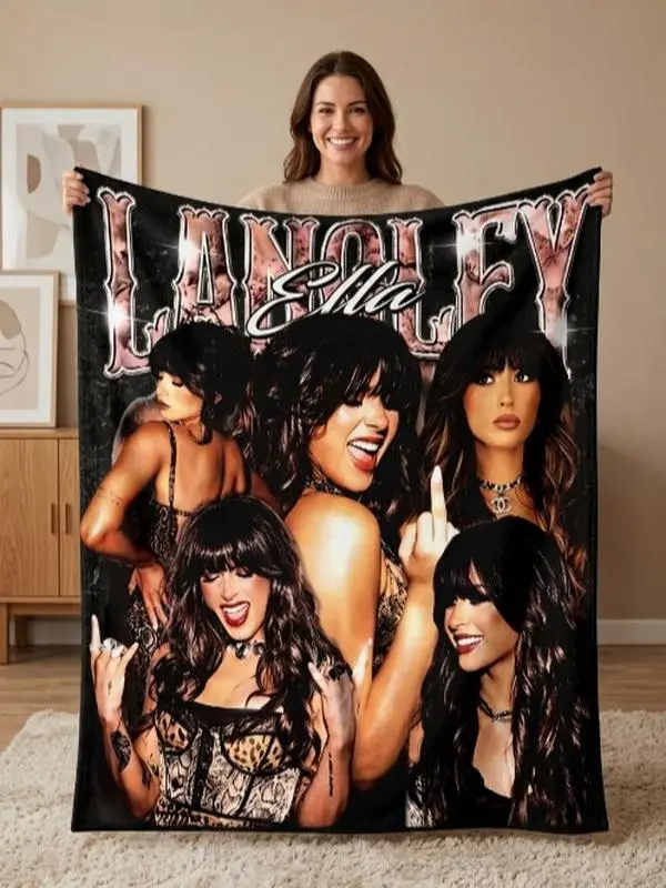 Ella Langley Printed Fleece Throw Blanket - Country Music Singer Collage Design, Western Concert Fan Gift, Blankets for Bed, Home & House Decor Room Accent