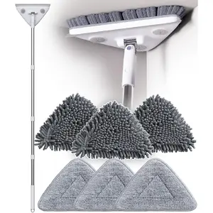 Wall Cleaner Mop with Long Handle, Wall Duster with Extension Pole, Dust Mop with 6 Reusable Pads, 3-in-1 Wall Cleaner for Wall, Ceiling, Window, Baseboard, Floors