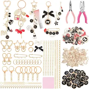 477 count Lip Gloss  Making Kit with Plier & Puncher, DIY Bag Charm & Bracelet Making Supplies, Alphabet Charms & Key Hooks for Personalized Gifts & Small Business