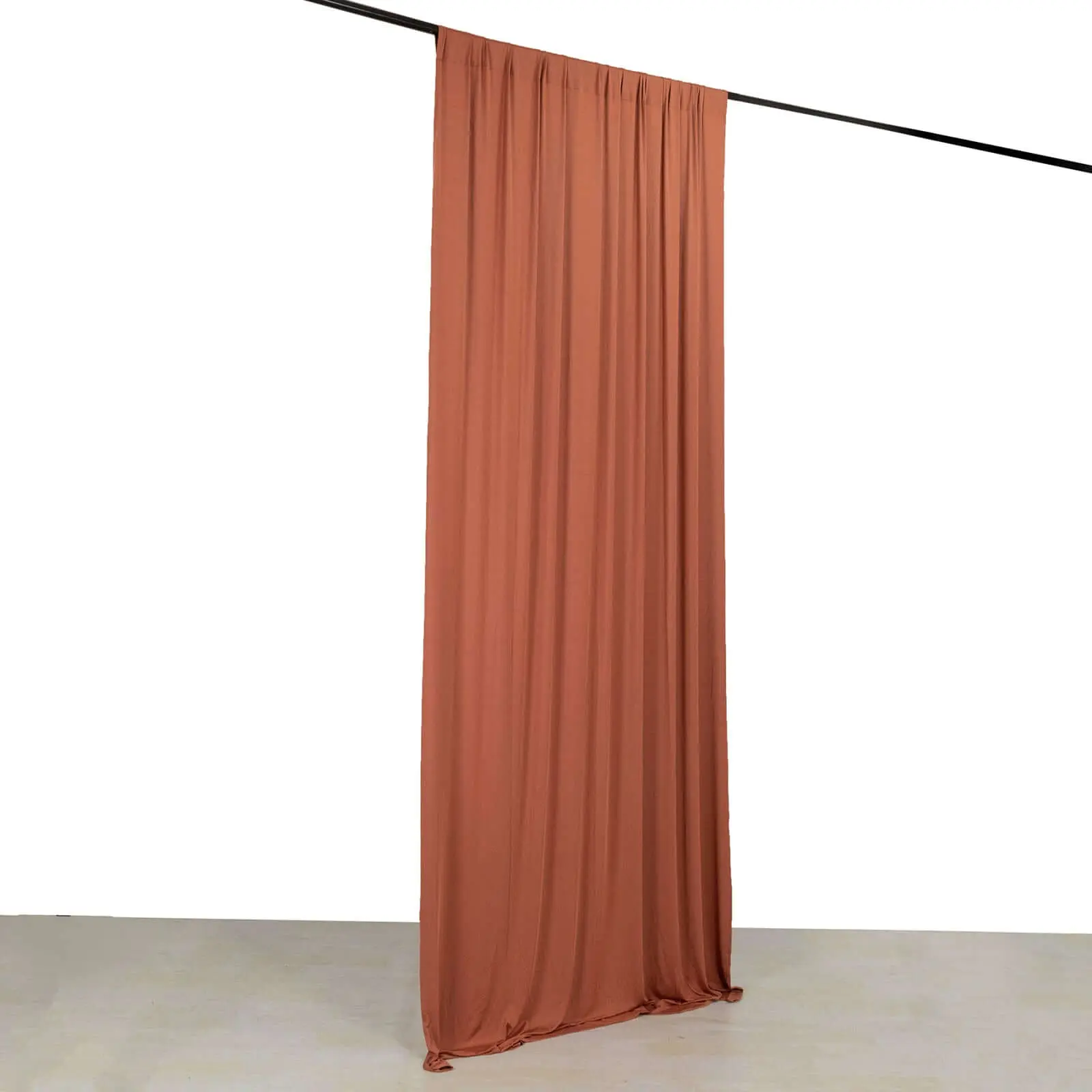 Rust Terracotta 4-Way Stretch Spandex Window Curtain - 5x10 ft Home Decoration Single Panel, Wrinkle-Free Event Backdrop with Rod Pockets