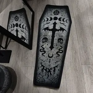 Halloween Cross Living Room Rug, Creative and Bedroom Rug, Plush Bedside Mat for Gothic Home Decor, Decorative Rug