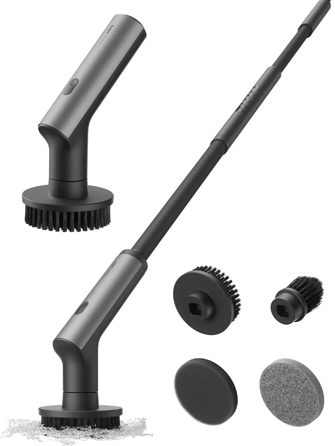 HOTO Swift Easycare Cordless Electric Spin Scrubber, for Bathroom, Tile | Extendable Handle, IPX7 Waterproof, with 4 Brush Heads, Shower Scrubber