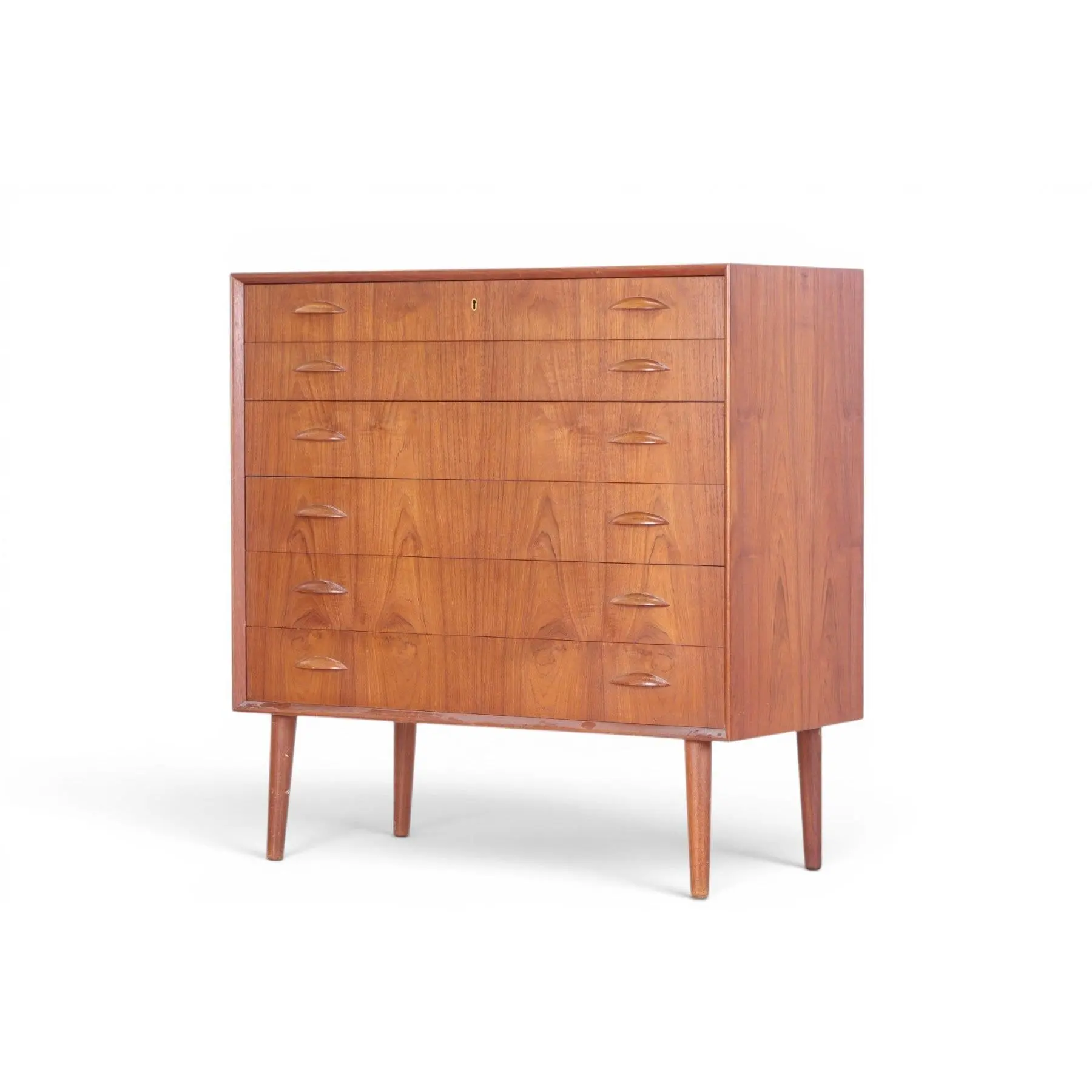JOHANNES SORTH ORANGE SLICE SIX DRAWER HIGHBOY DRESSER IN TEAK