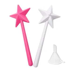 2 Packs Salt and Pepper Wand Shaker Magic Fairy Star, Pentagram Shape, Three Hole Dispenser, Refillable, Removable, Light, One Hand Operation, Kitchen Accessories for Halloween and Christmas