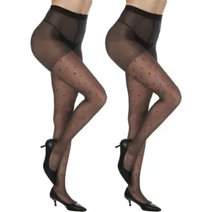 2 pairs of pure black women's tight pants -20D high waisted women's pantyhose, plus size nylon stockings