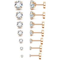 F. 7Pairs, 2-8mm rose gold