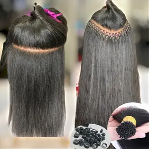 Light Yaki Straight Kinky Coarse Microlinks Human Hair Extenstions micro tiphairextensions
