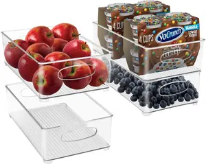 Sorbus Stackable Refrigerator Organizer Bins - Clear Storage Bins - Food Organizing Plastic Containers with Handles for Countertops & Drawers (4 Pack)