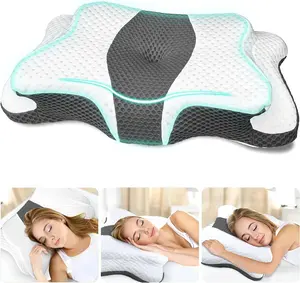 Pillow for Neck and Shoulder Support,Ear Piercing Pillow Design Cervical Memory Foam Pillows, Orthopedic Ergonomic Neck Pillow,Contour Bed Pillow for Side,Back,Stomach Sleeper…