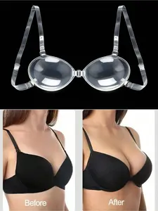 Transparent silicone invisible bra, Seamless, suitable for women, sticky nipple cover, gathers breasts and prevents outward expansion, suitable for use in hot springs and on beaches. Transparent backless lifting bra with detachable shoulder straps.
