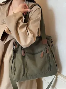 Simple Large Capacity Multi-Pocket Shoulder Bag Crossbody Tote Purse, Trendy Shoulder Bag, Fashionable Crossbody Bag, Crossbody Bags, Plain Color, Versatile and Stylish, Perfect for Everyday Use