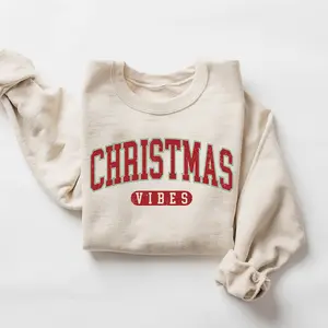 Retro Christmas Vibes Sweatshirt, Womens Christmas Sweatshirt, Holiday Sweater,  Christmas Gift, Winter Shirt Casual Comfort Cotton Fit