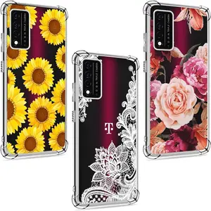 (3 Pack) for T-Mobile Revvl V Plus 5G Case, Shock-Absorption Anti-Scratch Crystal Clear Soft TPU Bumper Protective Phone Case Cover for T-Mobile Revvl V+ 5G 6.82 inch 2021, Flower