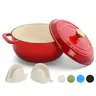 Karlhome Enameled Cast Iron Dutch Oven Cookware (5/6/7.5 QT Round Pots) - Heavy-Duty, Dual Handles & Lid, FDA-Certified, Heat/Cold-Resistant, Oven Safe Up to 500°F, Kitchen Accessories, Enhances Cooking Safety, Includes Silicone Glove Lift,familyfun