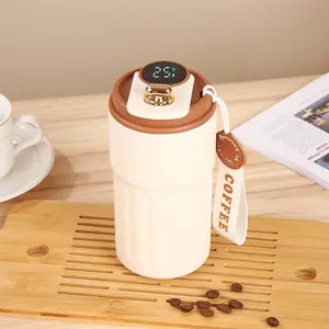 Led Temperature Display Coffee Mug Stainless Steel Thermos, 14.2oz Stainless Steel Coffee Mug, Touch Screen With Lid Keep Cold Warm, Travel Coffee Mug With Lanyard Leak