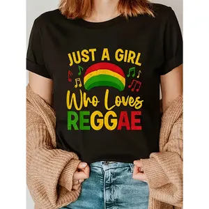 Just A Girl Who Loves Reggae T-Shirt | Rasta Colors Reggae Music Graphic Tee for Women