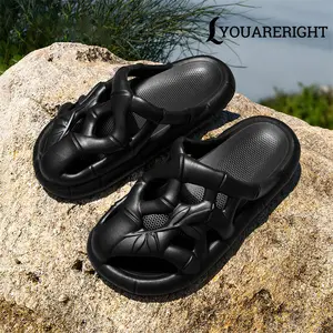 Youareright Trendy Bamboo Cutout Slides - Cushioned Non-Slip EVA Sandals