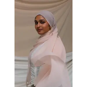 VELA Sweet Rose Pink Crinkle Chiffon Hijab