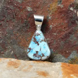 Golden Hills Turquoise Triangular Pendant by Leon Martinez GJ-PND-0096