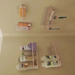 2026 Petit Bits Pink 5-Pack Bathroom Accessories Set Rust-Proof Waterproof No Drilling Shower caddy Storage Rack with Toothbrush Soap Holder Large Capacity Minimalist Design Holiday Haul Deal Christmas Gift kitchen  shelving