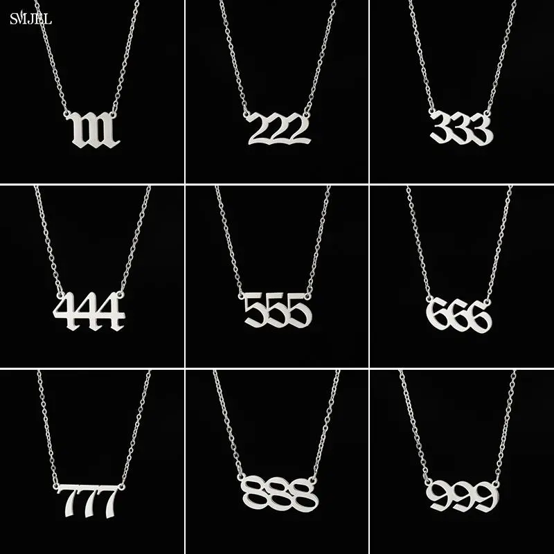 Lucky 777 Angel Number Necklace 111 222 333 444 555 666 888 999 Stainless Steel Number Pendant Necklaces  Women Men