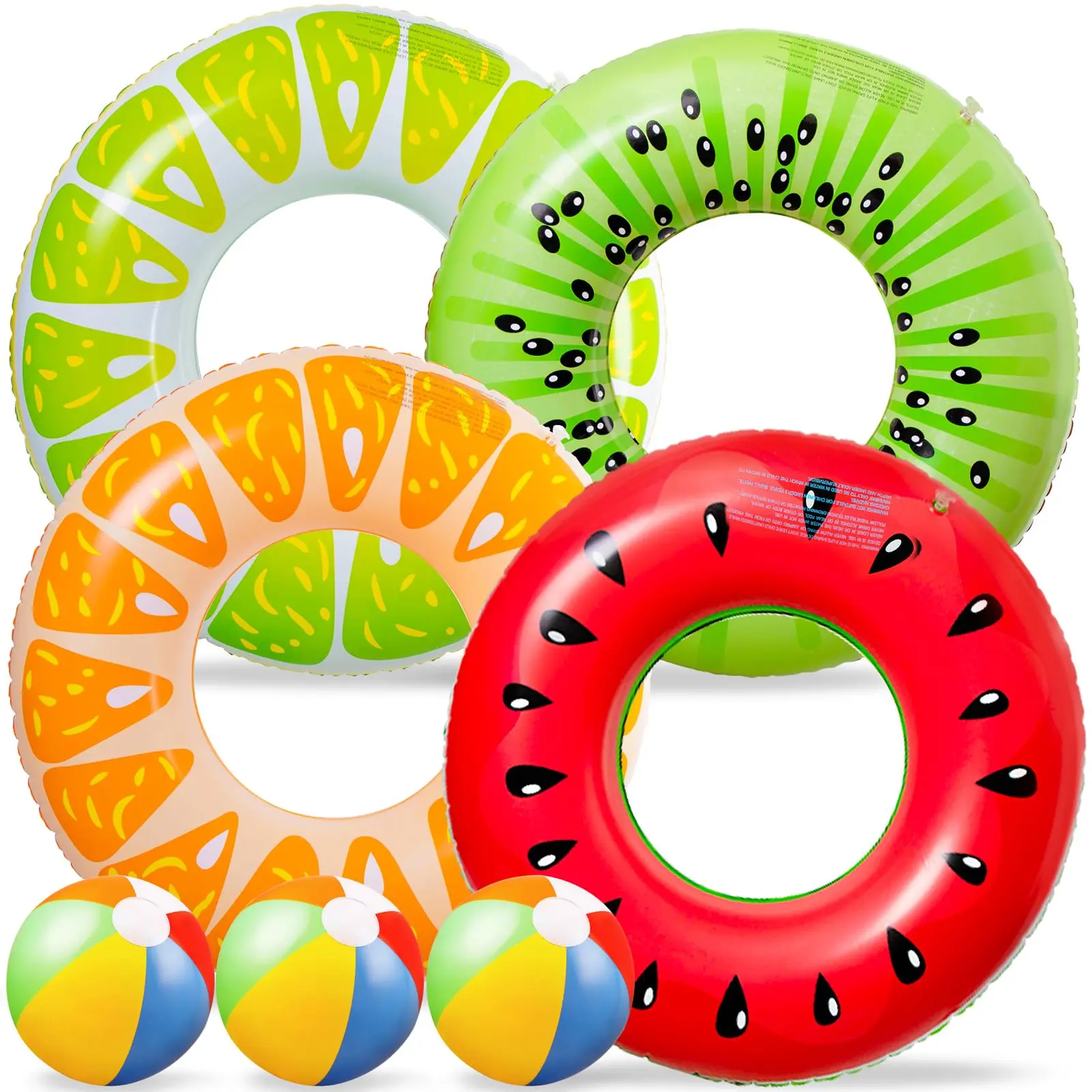 Fruit Pool gadgets duck Floats & Inflatable Swim Rings with Beach Balls, Colorful Swimming Pool Floaties and Water Toys for Kids Adults, Summer Beach, Vacation & Outdoor Pool Fun