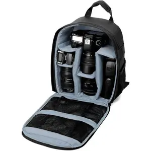 P-PHP02   Waterproof SLR/DSLR Camera Backpack Shoulder Bag Travel Case for Canon Nikon Sony Digital Lens (Medium, Grey)