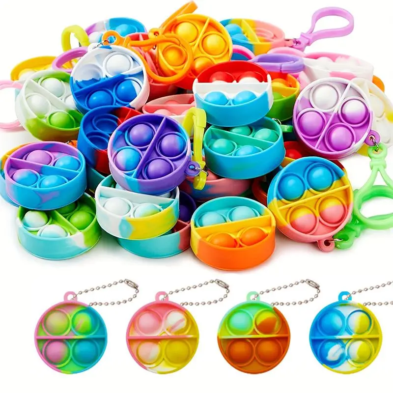 Random Color Silicone Mini Push Bubble Pop, Sensory Toy, Squishy Sensory Fidgets, Stress Relief Fidgets, Sensory Fidget Keychain, Party Favors, Goodie Bag Fillers, Classroom Prizes for Birthday, Holiday Gifts