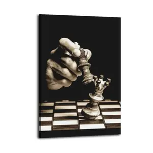 Chess Checkmate Artistic Wall Decor, Waterproof Canvas Poster, Cute And Vibrant Poster for Bathroom, Living Room, Bedroom, Dorm, A Perfect Gift Idea for New Year Home Decor