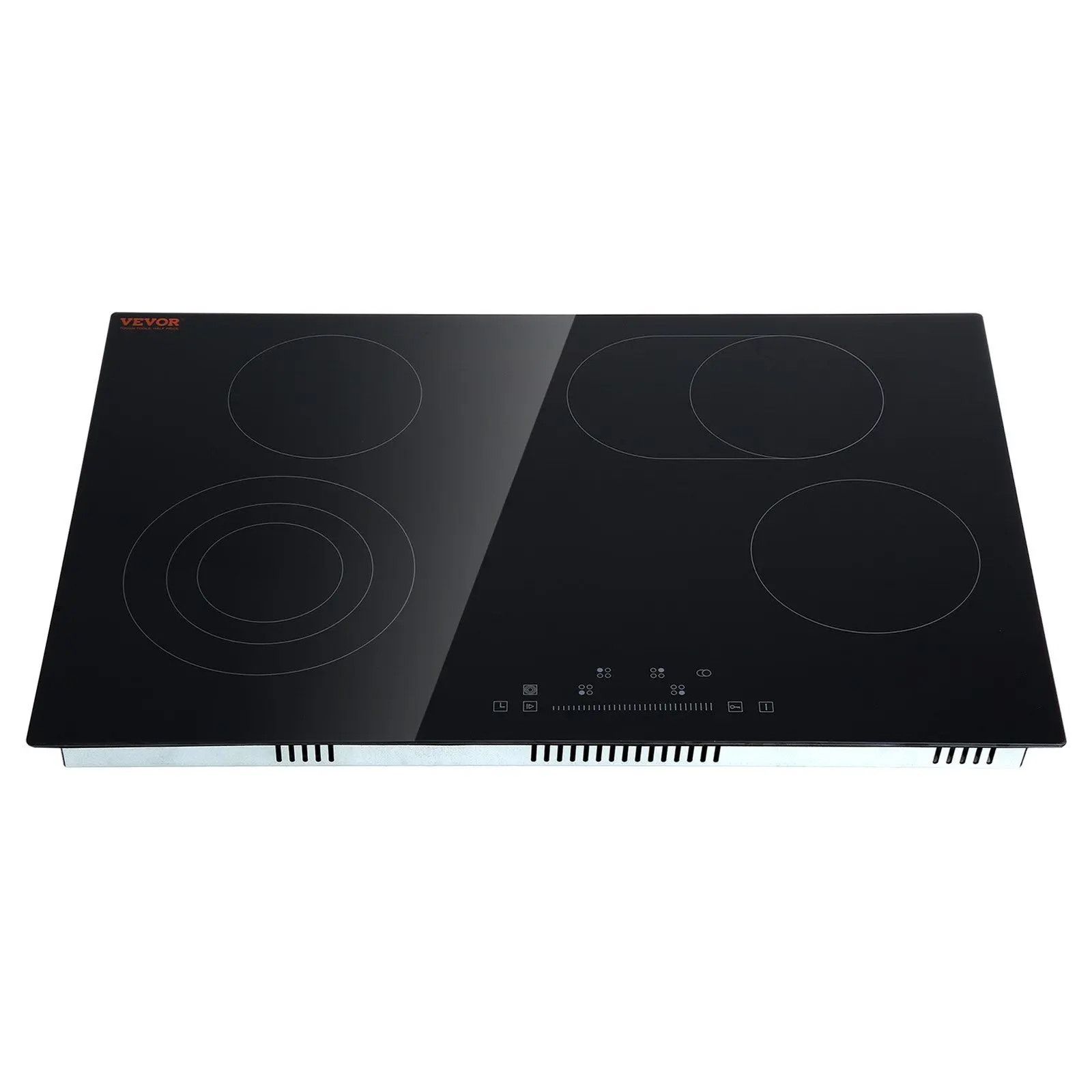 VEVOR Built-In Electric Ceramic Glass Top Stove, 30.3x20.5in 4-Burner 240V Radiant Cooktop with Sensor Touch Control, Timer, Child Lock, 9 Power Levels for Restaurant Use, Built-In Stove, Alarm, Simmer Cooking