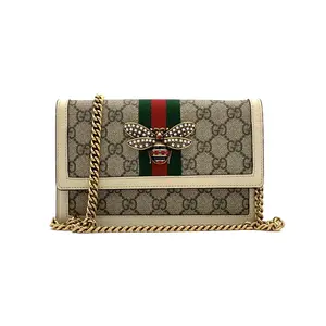 Pre-owned GUCCI Coated Canvas Chain Wallet Queen Margaret GG Mini #3799