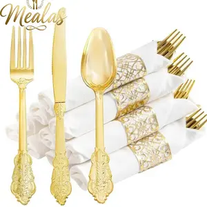 40-Piece Pre-Wrapped Cutlery Set with Elegant Patterns, Includes Forks Knives Spoons and Napkins, Perfect for Parties Weddings Halloween Christmas