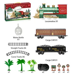 Kids' Steam Train Set Toy - Complete Accessories, Dream New Year Gift for 3+! Realistic Smoke Effect, Authentic Whistle, Cool Lights, DIY Track. Indoor/Outdoor Play. 4 AA Batteries Required (Not Included).