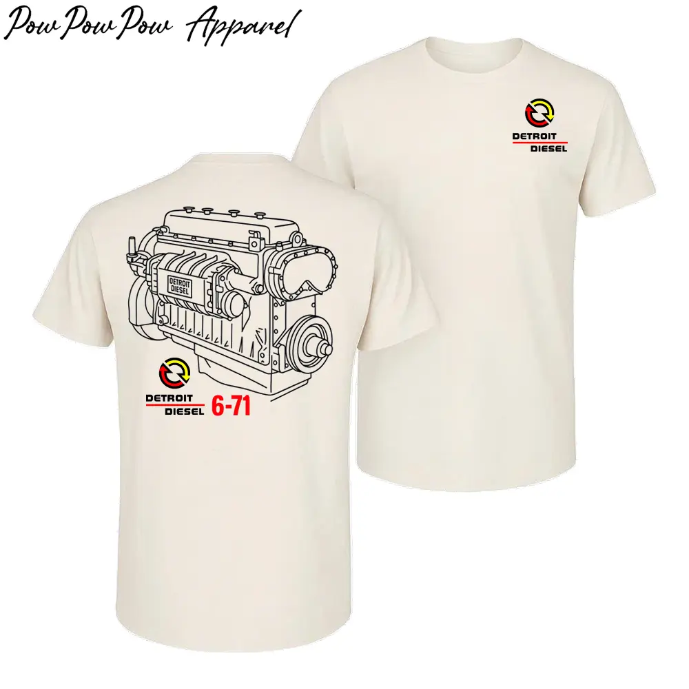 Detroit Diesel 6-71 Engine T-Shirt, Vintage Truck Mechanic Graphic Tee, Diesel Engine Streetwear Gift for Men USA Cotton Menswear