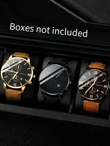 Business men's atmospheric quartz pointer single calendar PU with men's student adult watch black high-end watch stone