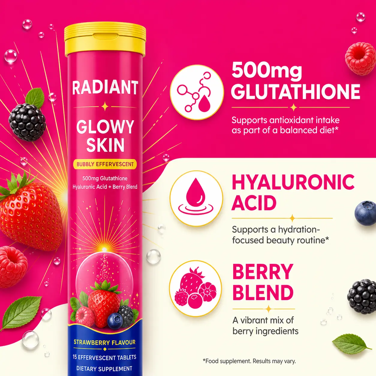 Life Glowy Skin Effervescent Tablet, Healthcare Infused with Vitamins C & E Edible Supplement - 2,4 & 6 Pack Fitness Dietary Natural