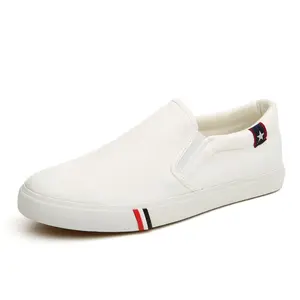Douchuan Men's Low Top Canvas Slip On Sneakers Breathable Casual Large Size Work Shoes