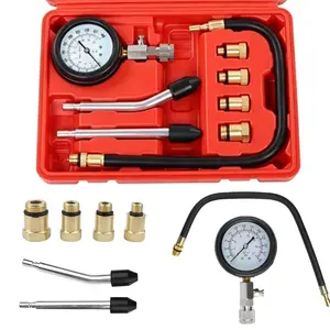 Universal Petrol Compression Tester Gauge Kit, 8PCS Automotive Engine Testing Tools, 0-21kg/cm² Range, Easy Pressure Release, for Vehicle Motorcycle Lawn Equipment