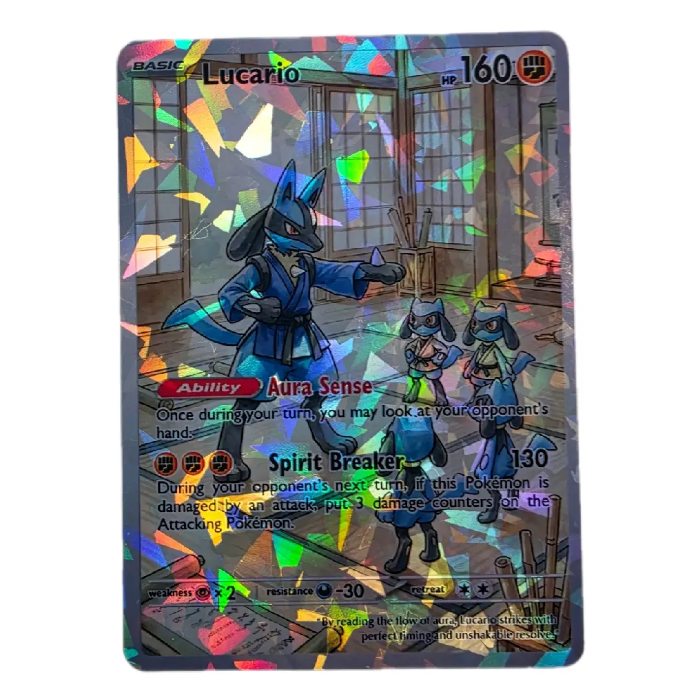 Custom Lucario Art Card - Shattered Glass Holo & Textured Finish Display Collectible