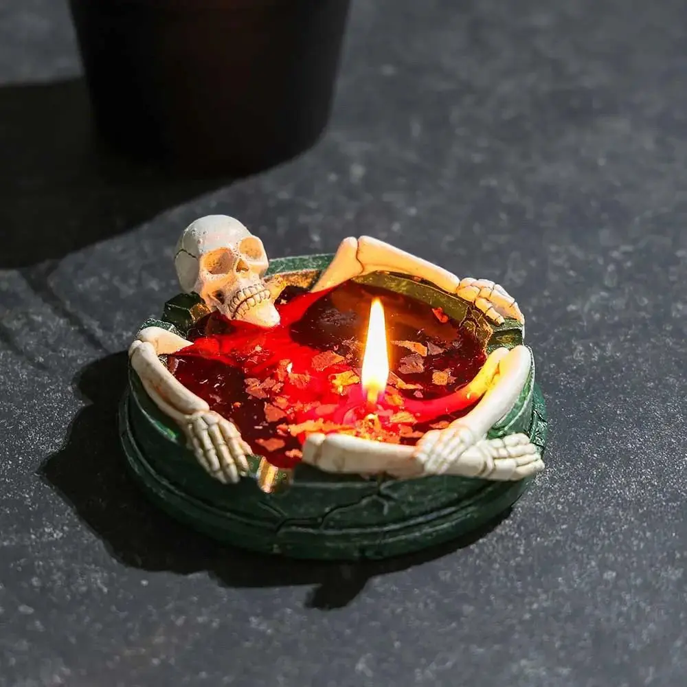 Rose Scent Skull Candle, Gothic Aromatherapy Soy Wax Gift for Birthday & Halloween