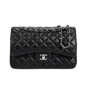 Pre-owned CHANEL Lambskin Shoulder Bags Classic Flap Jumbo Black Quilted 83485882