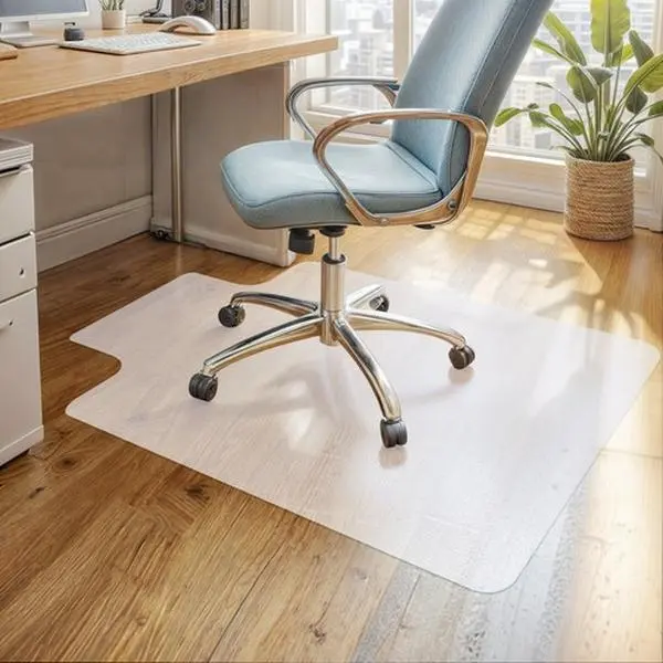 Zenstyle 360 Rotatable Office Chair Mat - 1.5mm Thick, 47.6*35.2*0.06in Transparent PVC Floor Protector, Indoor Hard Floor Protector, Anti-Skid Base, Waterproof Commercial Furniture Accessory