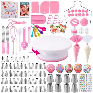 356-Piece Cake Decorating Kit with 360° Turntable Pastry Bag & Beginner Squeezing Set for Home Baking Enthusiasts & Artists